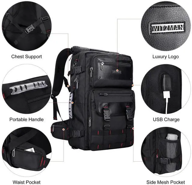 Alt view image 5 of 5 - WITZMAN Carry On Travel Backpack for Men Duffle Bags Fit for Laptop Airline Approved Backpack and Nylon Sling Bag Travel Crossbody Bag Waterproof Casual Hiking Daypack