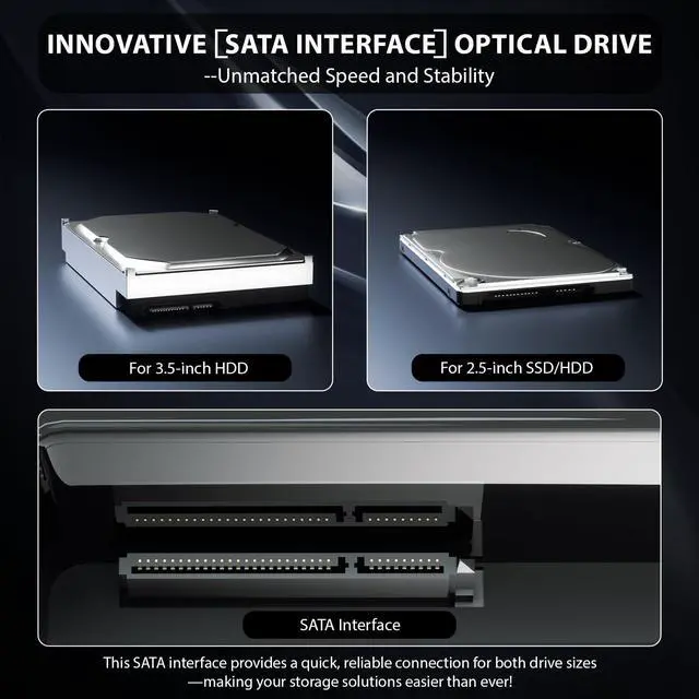 Alt view image 3 of 5 - 4 in 1 External Bluray Drive, 16X Read Speed with Hard Drive Docking Station, USB 3.0 Type C External Blu Ray DVD Drive Burner, for PC Compatible with Windows XP/7/8/10/11 Mac Laptop Desktop