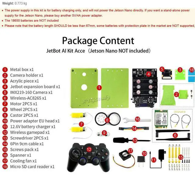 Alt view image 2 of 5 - JetBot AI Kit Based on Jetson Nano to Build Smart AI-Based Robot JetBot with Front Camera Eye and ROS Nodes Code Dual Mode Wireless WiFi Bluetooth Facial Recognition Object Tracking etc @XYGStudy