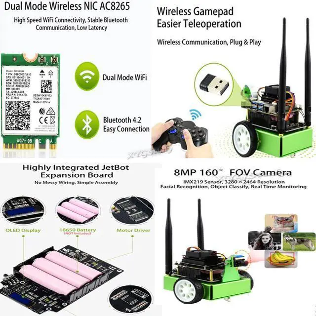 Alt view image 3 of 5 - JetBot AI Kit Based on Jetson Nano to Build Smart AI-Based Robot JetBot with Front Camera Eye and ROS Nodes Code Dual Mode Wireless WiFi Bluetooth Facial Recognition Object Tracking etc @XYGStudy
