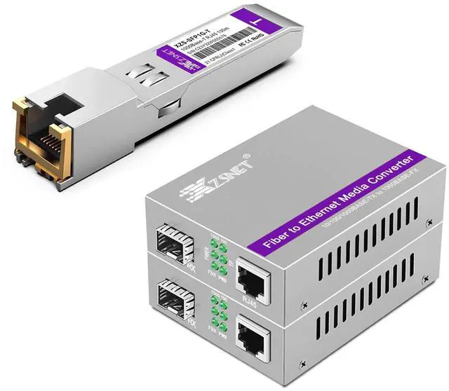 Main image of XZSNET 1000BASE-T SFP Transceiver & A Pair of Gigabit SFP to RJ45 Converter