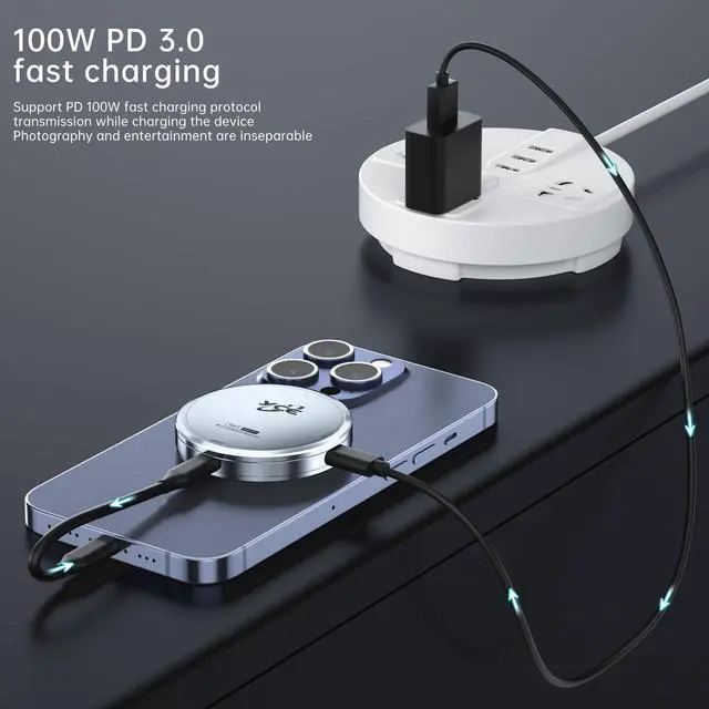 Alt view image 3 of 5 - Magnetic M.2 2230 NVME SSD Enclosure - iPhone 15/16 Pro Max USB C 3.2 Gen2 10Gbps to NVMe Adapter Metal External SSD Case for Laptop Mac USB SSD External Convert with 100W PD Charge