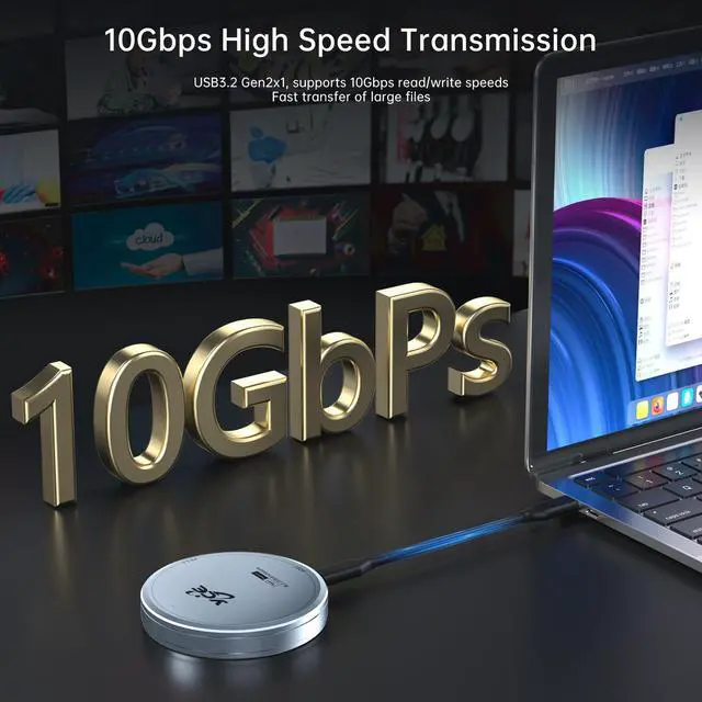 Alt view image 4 of 5 - Magnetic M.2 2230 NVME SSD Enclosure - iPhone 15/16 Pro Max USB C 3.2 Gen2 10Gbps to NVMe Adapter Metal External SSD Case for Laptop Mac USB SSD External Convert with 100W PD Charge