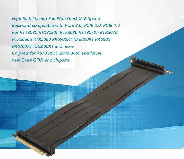Alt view image 2 of 5 - Yunir PCIE 4.0 X16 Riser Cable, 40cm Foldable GPU Extension Cable with 90 Degree Connector, Riser Cable for Gen 4 GPUs, as RTX3090 RTX3080 RTX3070 RTX3060 etc.
