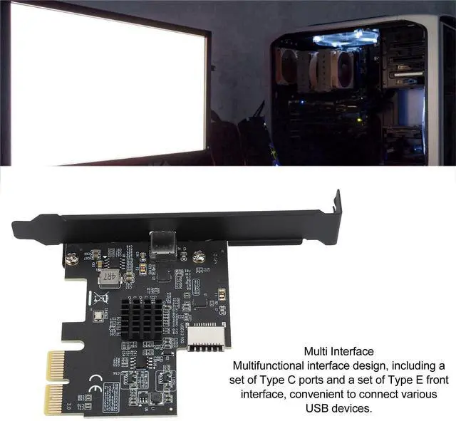 Alt view image 4 of 5 - PCIE to USB 3.2 GEN2 Expansion Card for Wins 11/10/7,10Gpbs PCIE 2X Interface Support Type C and Type E Front for ASM3142 Chip PCI Express Card
