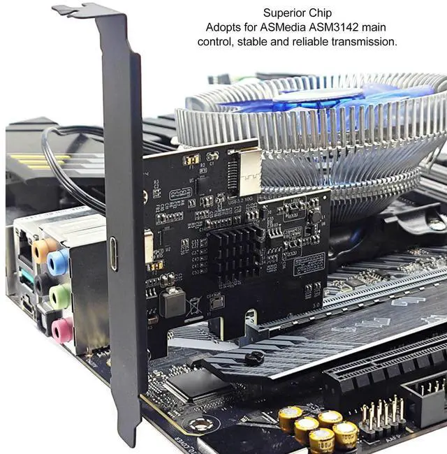 Alt view image 5 of 5 - PCIE to USB 3.2 GEN2 Expansion Card for Wins 11/10/7,10Gpbs PCIE 2X Interface Support Type C and Type E Front for ASM3142 Chip PCI Express Card