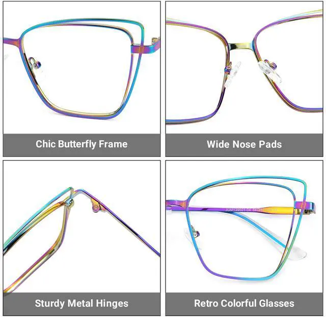 Alt view image 3 of 5 - Zeelool Butterfly Glasses Metal Eyewear for Women Blue Light Blocking Glasses Anti Eyestrain Glasses ZJGM139501-04 Iridescent