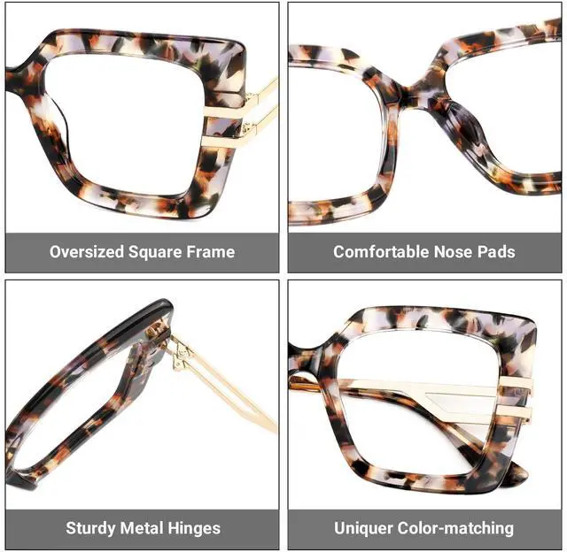 Alt view image 5 of 5 - Zeelool Oversized Square Blue Light Blocking Glasses for Women ZJGX444789-04 Flower
