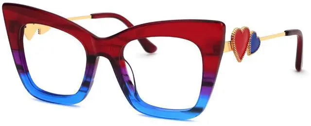 Main image of Zeelool Stylish Cat Eye Blue Light Blocking Glasses for Women Computer Glasses Cagle ZJGX143665-04 Red-blue