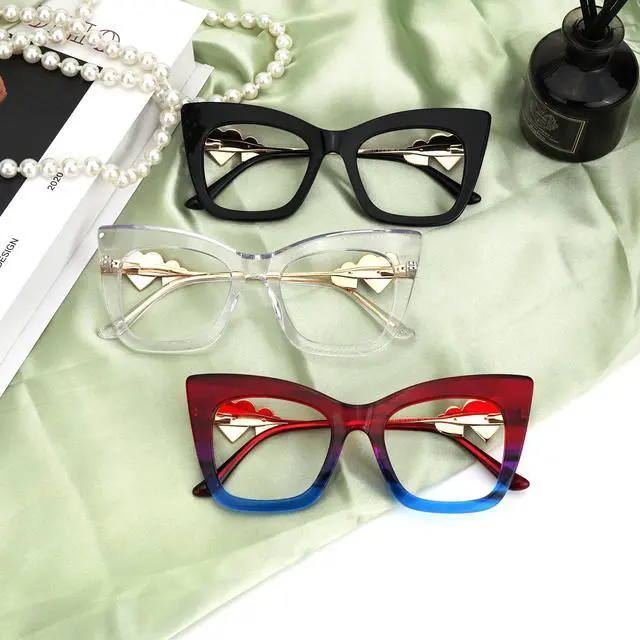 Alt view image 3 of 5 - Zeelool Stylish Cat Eye Blue Light Blocking Glasses for Women Computer Glasses Cagle ZJGX143665-04 Red-blue