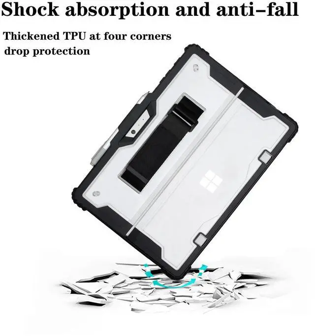 Alt view image 3 of 5 - ZEERSIDEND for Microsoft Surface Pro7 Pro7+ Pro6 Pro5 Pro4 Tablet Protective Case 12.3 inches, Thicken and Rugged Cover with Stand Case, Compatible Keyboard Cover, Including Hand Strap Shoulder,Black