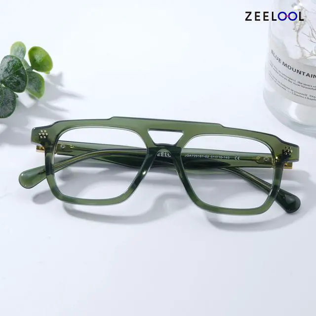 Alt view image 3 of 5 - Zeelool Retro Aviator Blue Light Blocking Glasses for Men TV Phone Computer Gaming Glasses Mercurio ZJGA726161-01 Green