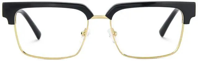Main image of Zeelool Retro Rectangle Half-frame Blue Light Blocking Glasses for Men TV Phone Computer Gaming Glasses Gerena ZJGX374608-01 Black