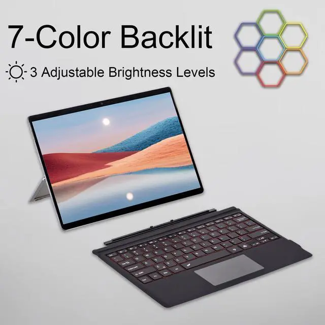 Alt view image 4 of 5 - mobee Type Cover for Microsoft Surface Pro 7+/ Pro 7 / Pro 6 / Pro 5 / Pro 4 / Pro 3, Bluetooch Type Keyboard with Multi-Touch Trackpad, Ultra Silm (Black with Backlit)