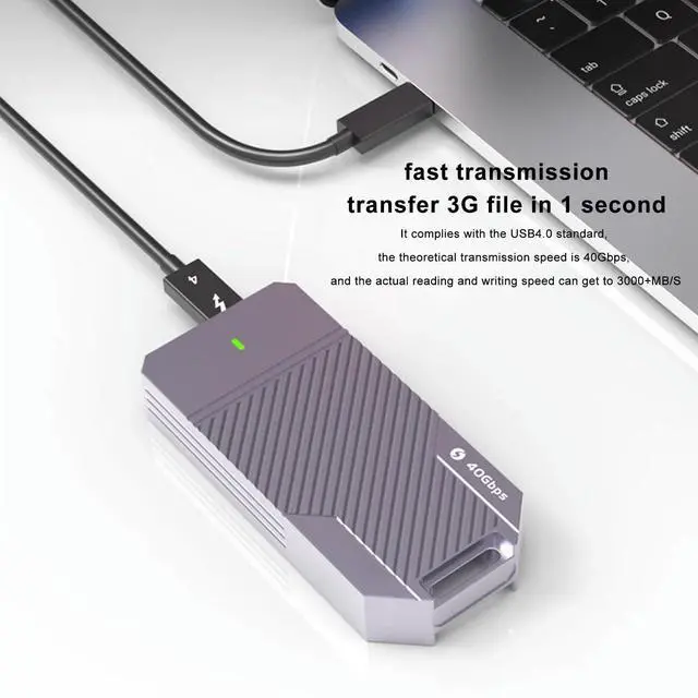 Alt view image 2 of 5 - Zyyini M.2 NVMe SSD Enclosure, 40Gbps 4TB Type C SSD Enclosure for M.2 NVME 2280 SSD, External NVMe SSD Enclosure, for Thunderbolt 3 4 Port, for Win, for Linux, for OS X