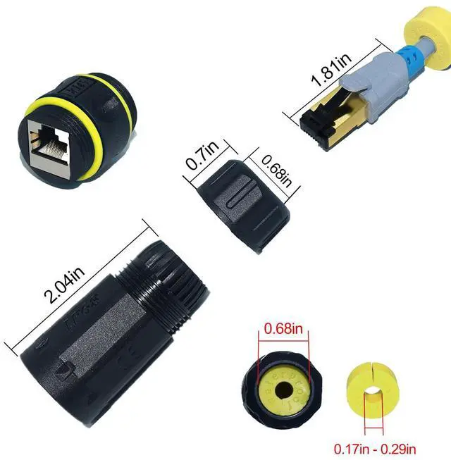 Alt view image 5 of 5 - ZUZONG IP68 Waterproof Cat7 RJ45 Coupler, 10GB Shielded Pure Copper Ethernet Connector for Starlink/Cat5/Cat6/Cat6A/Cat7/Cat8 Cable (2 PCS Female)