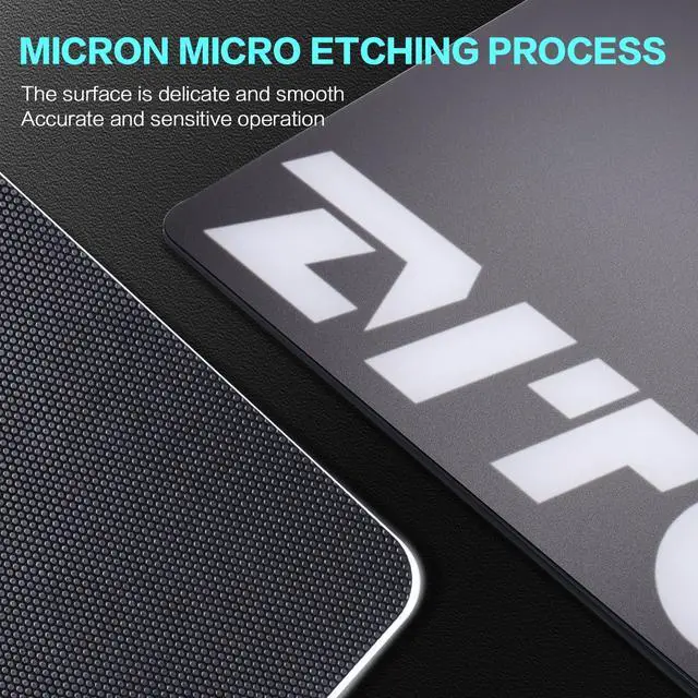 Alt view image 3 of 5 - Zvtq Glass Gaming Mouse Pad, Micro-Etched Surface,Tempered Glass, Ultra-Smooth Finish, Anti-Slip Honeycomb Base, 13.8 x 11.8 InchesBlack-Big Logo