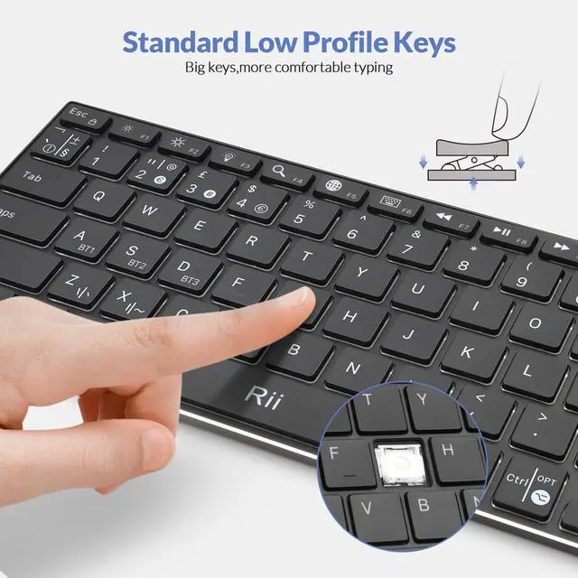 Alt view image 5 of 5 - Rii Bluetooth Keyboard X9,Wireless Keyboard with RGB Backlit, Rechargeable Bluetooth 5.0 Keyboard with Aluminium Case for iPad 10th, iPad Pro, iPad Mini, iPad Air,Tablet,Surface,PC,Laptop,Smart TV