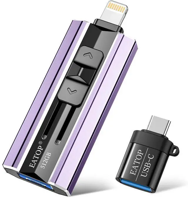 Main image of EATOP 512GB Flash Drive Intended for iPhone iPad Android and Computers, 4 in 1 Photo Stick for Phone Memory Storage Easily Backup Photos Videos, Plug and Play, No Application Required (Light Purple)