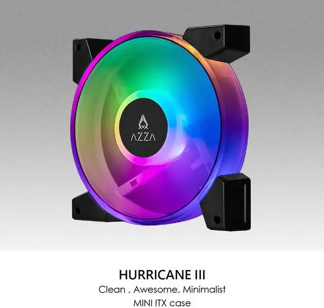 Alt view image 2 of 5 - AZZA Hurricane III ARGB Case Fan 120mm, Hub Included - 4 Pack