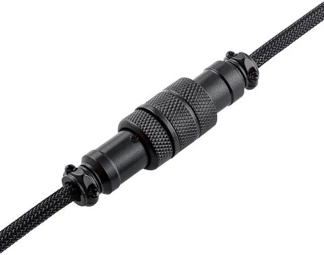 Alt view image 3 of 5 - GUNMJO Pro Custom Coiled USB C Cable for Gaming Keyboard, Double-Sleeved Mechanical Keyboard Cable with Detachable Aluminum Aviator, 1.5M USB-C to USB-A, Classic Black Color