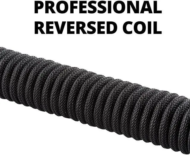 Alt view image 2 of 5 - GUNMJO Pro Custom Coiled USB C Cable for Gaming Keyboard, Double-Sleeved Mechanical Keyboard Cable with Detachable Aluminum Aviator, 1.5M USB-C to USB-A, Classic Black Color