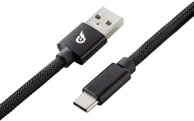 Alt view image 4 of 5 - GUNMJO Pro Custom Coiled USB C Cable for Gaming Keyboard, Double-Sleeved Mechanical Keyboard Cable with Detachable Aluminum Aviator, 1.5M USB-C to USB-A, Classic Black Color