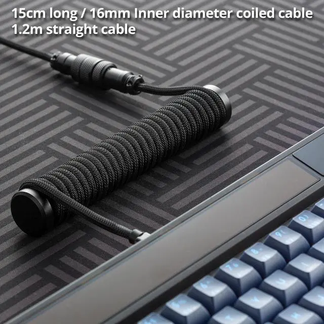 Alt view image 5 of 5 - GUNMJO Pro Custom Coiled USB C Cable for Gaming Keyboard, Double-Sleeved Mechanical Keyboard Cable with Detachable Aluminum Aviator, 1.5M USB-C to USB-A, Classic Black Color