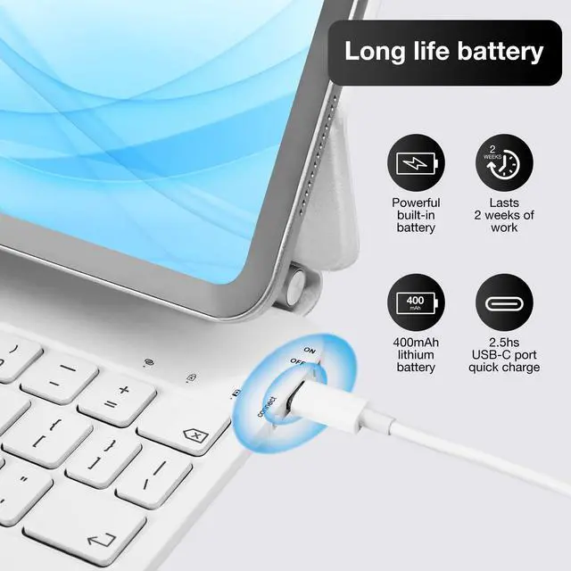 Alt view image 3 of 5 - mobee Magic Keyboard Case for iPad Pro 11 inch 2024 (M4), Magnetic Keyboard Case with Multi-Touch Trackpad, Backlit, Lightweight (White, iPad Pro 11 2024 M4)