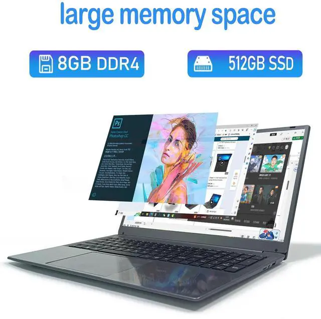 Alt view image 4 of 5 - MTWZMM 17 inch Laptop, 8GB RAM 512GB, 17.3 Inch Laptop Computer, Celeron N5095(Up to 2.9GHz), Window 11, WiFi, USB 3.0, Webcam, for Students and Business (DDR 8GB SSD 512GB)