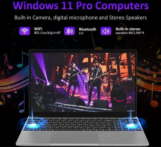 Alt view image 2 of 5 - KurieTim 15.6" Laptop Computer with Intel_N95 Quad-Core Processor(up to 3.4GHz), 16GB DDR4 RAM 512GB SSD, Backlight Keyboard, Fingerprint Reader, USB3.0x2, Windows11Pro (Silver, 16GB | 512GB)