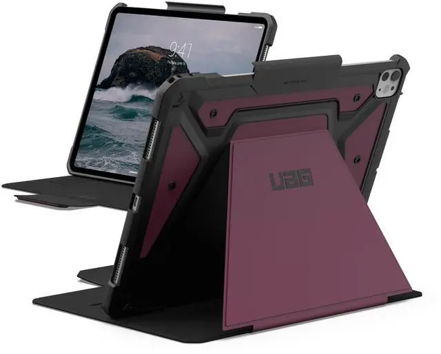 Alt view image 2 of 5 - UAG Urban Armor Gear Designed for iPad Pro 13" 7th Gen 2024 Case Metropolis SE Bordeaux Bundle with Tempered Glass Shield Screen Protector
