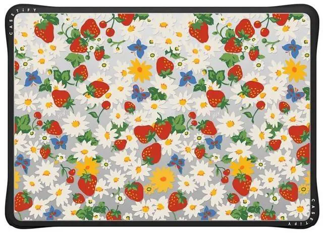 Main image of CASETiFY Impact MacBook Air 13.6" (M2-M4) Case [Cushioned Impact Corners/Scratch-Resistant/Anti-Slip Grip] - Strawberry Daisy - Clear Black