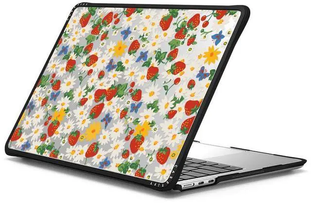Alt view image 2 of 3 - CASETiFY Impact MacBook Air 13.6" (M2-M4) Case [Cushioned Impact Corners/Scratch-Resistant/Anti-Slip Grip] - Strawberry Daisy - Clear Black