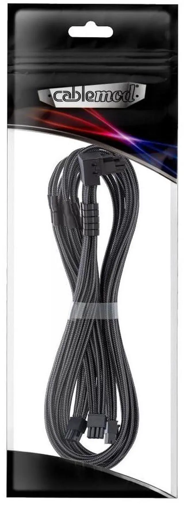 Alt view image 4 of 4 - CableMod C-Series Pro ModMesh Sleeved 12V-2x6 12VHPWR 90° StealthSense PCIe Cable for Corsair Type 5 RMX Shift - Variant B (Carbon, 90° 16-pin to Triple 8-pin, 65cm)