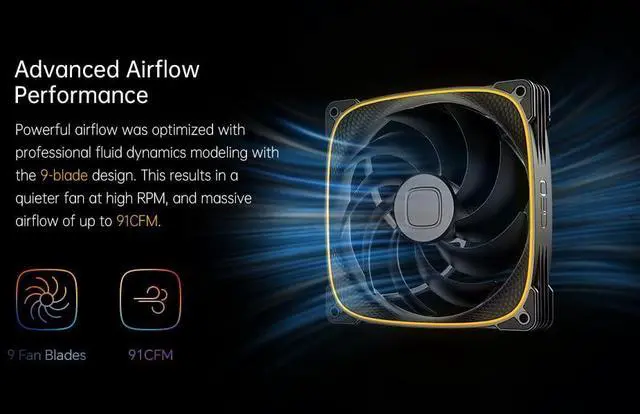 Alt view image 5 of 5 - Geometric Future Squama 2503 RGB PWM Fan - 140mm - 3 Pack  Performance & Silent Balance - Dual Lighting Loop - 5V 3pin addressable RGB - 4pin PWM - Black (GEO-S2503B-14T)
