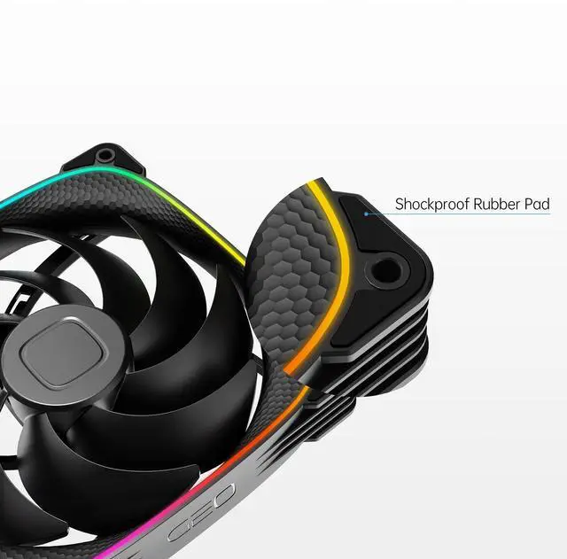 Alt view image 3 of 5 - Geometric Future Squama 2503 RGB PWM Fan - 140mm - 3 Pack  Performance & Silent Balance - Dual Lighting Loop - 5V 3pin addressable RGB - 4pin PWM - Black (GEO-S2503B-14T)
