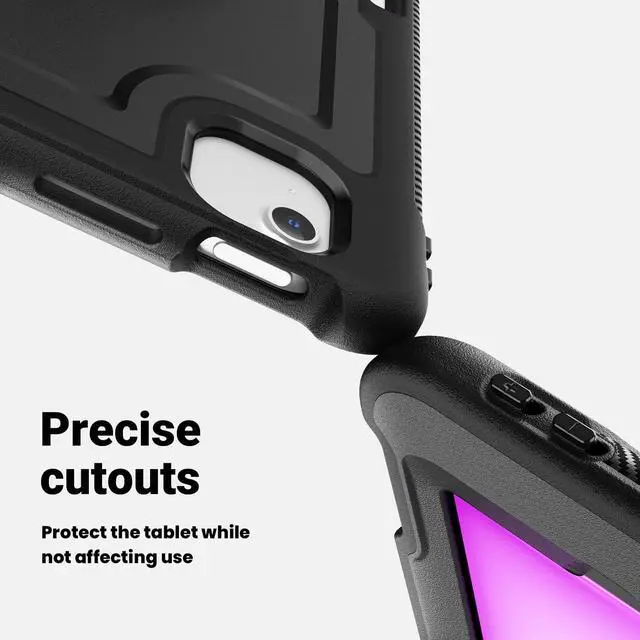 Alt view image 3 of 5 - Batianda Case for iPad Air 13-inch 2025 M3 2024 M2 Chip Multilayered Rugged Durable Shockproof Tablet Cover with 360° Rotating Hand Strap Foldable Hidden Stand, Black