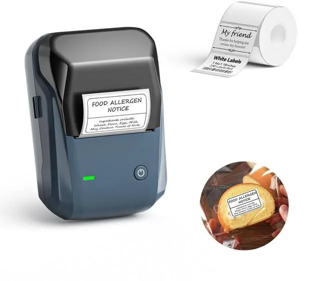 Main image of NIIMBOT Label Maker Barcode Label Printer with 2Rolls White Tape, Bluetooth Label Printer for Food Bakery Office Organization Small Business Label Printer for Phones & PC
