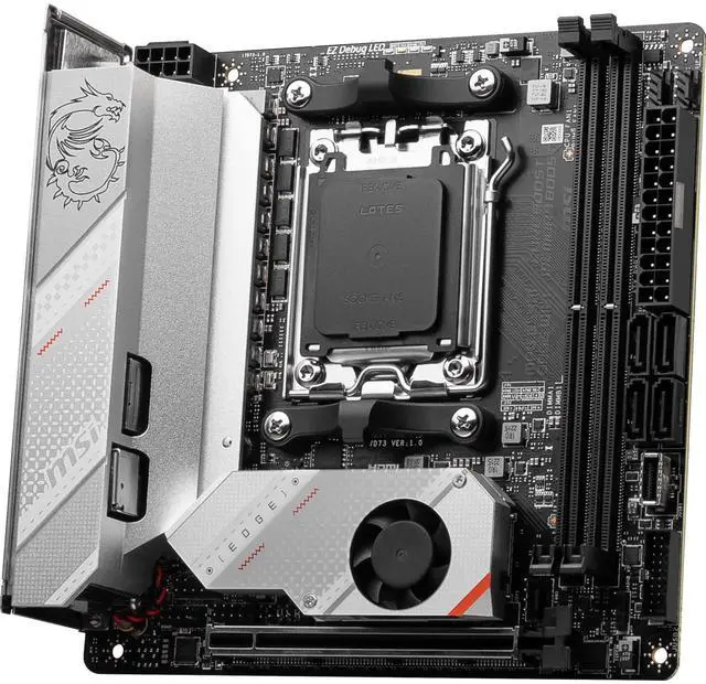 Alt view image 4 of 5 - MSI MPG B650I Edge WiFi Gaming Motherboard (AMD Ryzen 9000/8000/7000 Series Processors, AM5, DDR5, PCIe 4.0, M.2, SATA 6Gb/s, USB 3.2 Gen 2, HDMI, Wi-Fi 6E, Bluetooth 5.3, 2.5Gbps LAN, Mini-ITX)