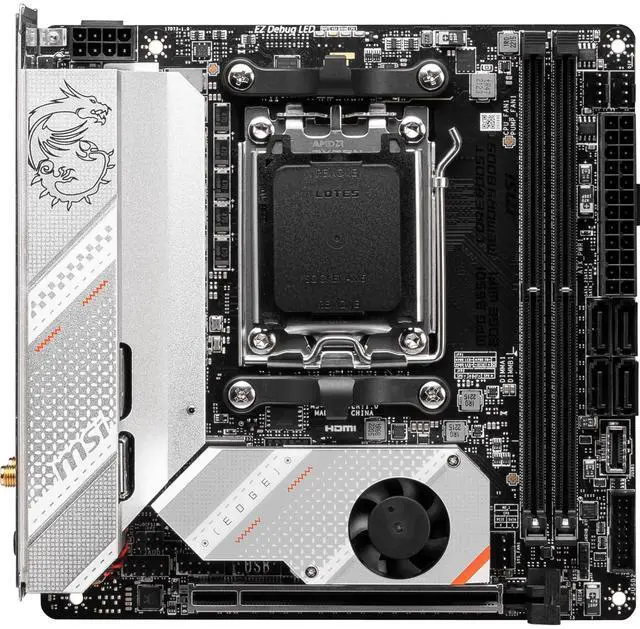 Alt view image 2 of 5 - MSI MPG B650I Edge WiFi Gaming Motherboard (AMD Ryzen 9000/8000/7000 Series Processors, AM5, DDR5, PCIe 4.0, M.2, SATA 6Gb/s, USB 3.2 Gen 2, HDMI, Wi-Fi 6E, Bluetooth 5.3, 2.5Gbps LAN, Mini-ITX)