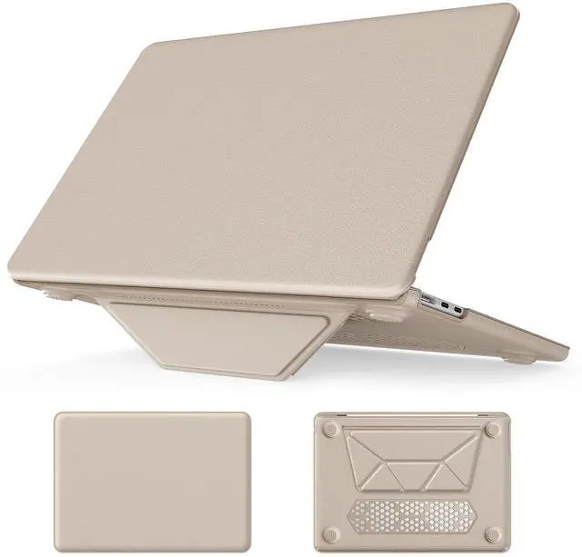 Main image of Batianda Premium PU Leather Case for New MacBook Air 13 inch 2025 M4 2024 2022 Model A3240/A3113/A2681 Elegant Protective Cover with Foldable Stand, Full Protection and Anti-Slip Pads, Khaki