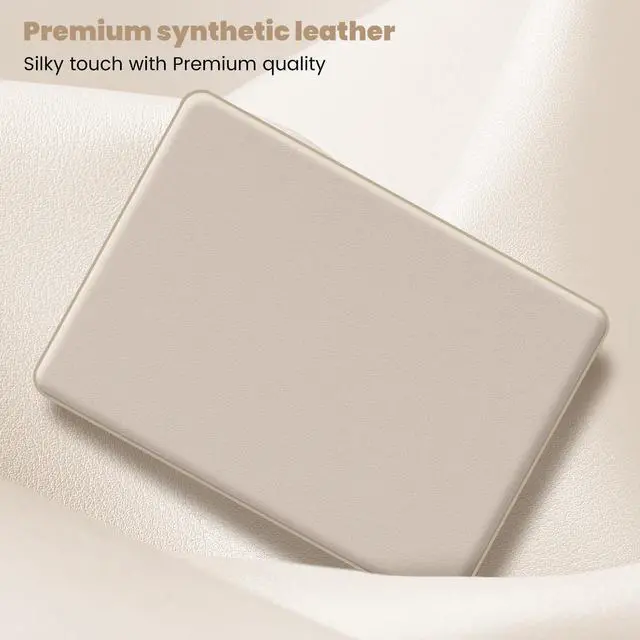 Alt view image 3 of 5 - Batianda Premium PU Leather Case for New MacBook Air 13 inch 2025 M4 2024 2022 Model A3240/A3113/A2681 Elegant Protective Cover with Foldable Stand, Full Protection and Anti-Slip Pads, Khaki