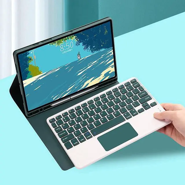 Alt view image 3 of 5 - Aidashine Keyboard Case for Lenovo Tab M11 11 Inch 2024 (TB330FU/TB330XU), 7 Color Backlit, Detachable Bluetooth Keyboard with Touchpad, Bluetooth Mouse,Deep gree