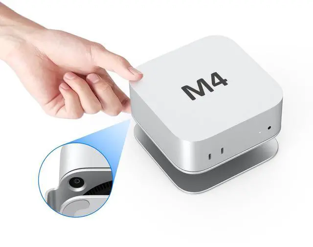 Alt view image 2 of 5 - AKKYAJAURE Mac mini M4 Dock Stand, Aluminum Desktop Stand Mount for New Mac mini M4 and M4 Pro, Improved Cooling, Easy Power Button Access & Desk Organization  Essential Mac mini M4 Accessories