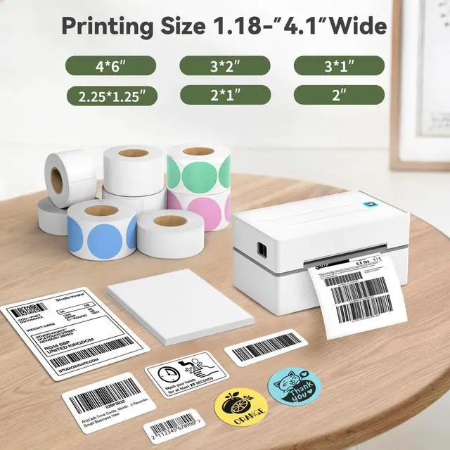 Alt view image 3 of 5 - Anycash Bluetooth Thermal Shipping Label Printer + 4" x 6" Fanfold Thermal Shipping Labels