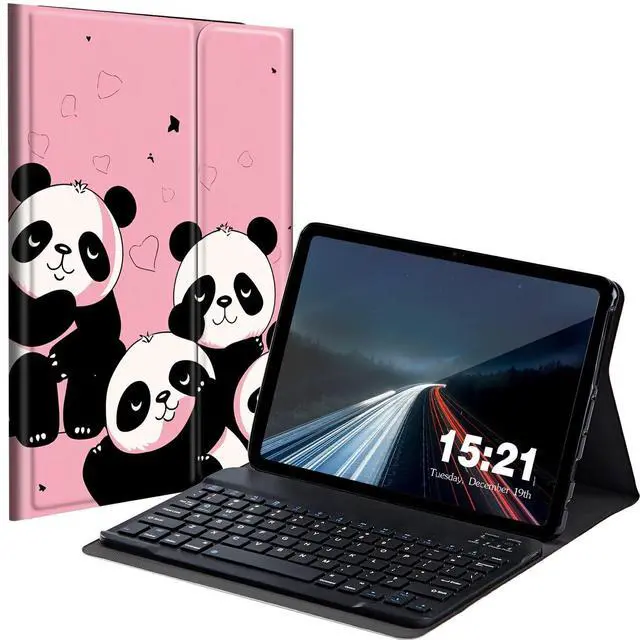 Main image of BREIDMKFM Keyboard Case for Kindle Fire HD 10 & 10 Plus Tablet (13th/11th Gen, 2023/2021 Release) 10.1", Smart Tablet Cover with Detachable Wireless Bluetooth Keyboard, Pink Cute Pandas