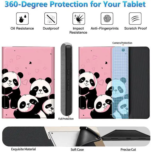 Alt view image 3 of 5 - BREIDMKFM Keyboard Case for Kindle Fire HD 10 & 10 Plus Tablet (13th/11th Gen, 2023/2021 Release) 10.1", Smart Tablet Cover with Detachable Wireless Bluetooth Keyboard, Pink Cute Pandas