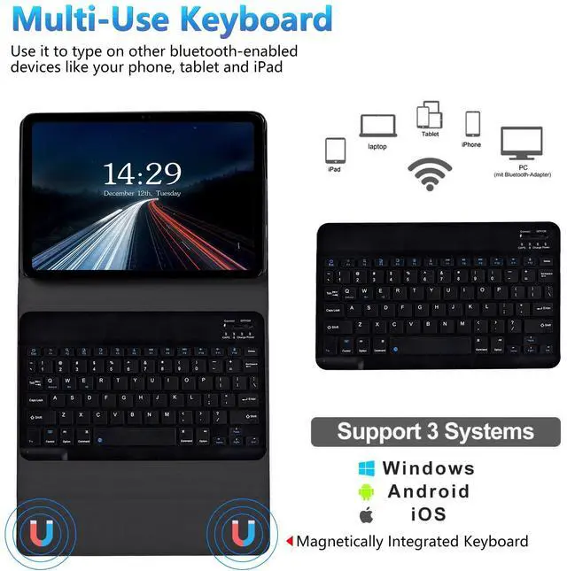 Alt view image 4 of 5 - BREIDMKFM Keyboard Case for Kindle Fire HD 10 & 10 Plus Tablet (13th/11th Gen, 2023/2021 Release) 10.1", Smart Tablet Cover with Detachable Wireless Bluetooth Keyboard, Pink Cute Pandas