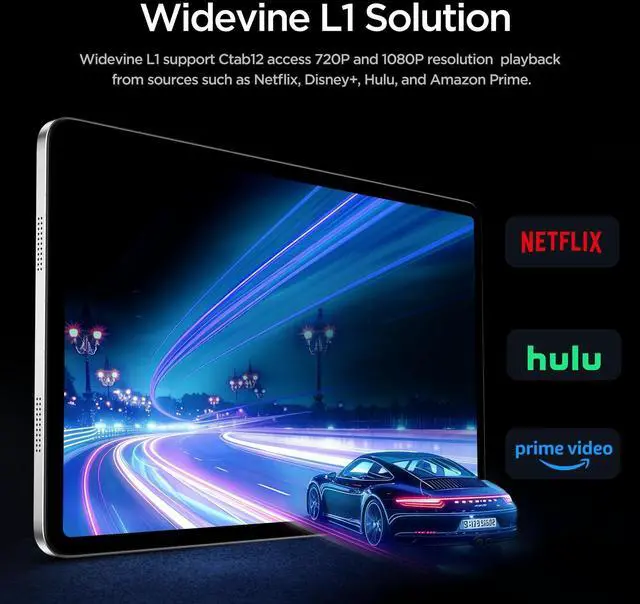 Alt view image 4 of 5 - Android Tablet, 12 inch Large Screen Tablet, 2 Years Protection, 1200 x 2000 IPS 2K Resolution Display, Reinforced Type-C Port, 18W PD Charger, 8000mAh Battery, 8MP+13MP Camera, WiFi 6 & Bluetooth 5.4